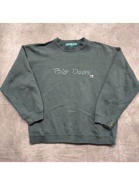 Vintage Big Dogs Embroidered Logo Crewneck Sweatshirt Mens Small Faded Green